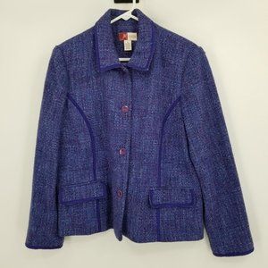 JM Collection By Jennifer Hoori Purple and Blue Wool Blend Women's Jacket Size 1